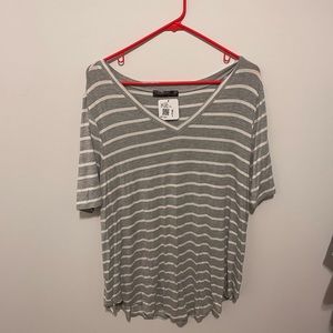 Gray and white striped top